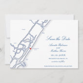 Elegant Wrightsville Beach NC Kaart Bruiloft (Voorkant)