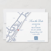 Elegant Wrightsville Beach QR code Bruiloft Save The Date (Voorkant)