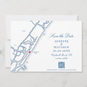 Elegant Wrightsville Beach QR code Bruiloft Save The Date (Voorkant)