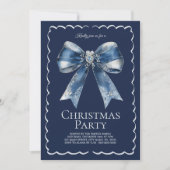 Elegant XL Bow Blauw Zilver Glitter Kerstfeest Kaart (Voorkant)