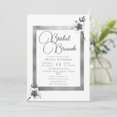 Elegant Xmas Rozen Silver Kerstbridal Brunch Kaart (Staand voorkant)