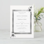 Elegant Xmas Rozen White Gold Kerstbruiloft Kaart (Staand voorkant)