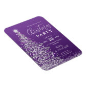 Elegant Xmas Tree Silver Paarse Holiday Invite Magneet (Rechterzijde)