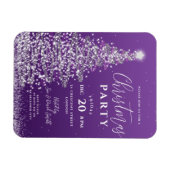 Elegant Xmas Tree Silver Paarse Holiday Invite Magneet (Horizontaal)