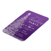 Elegant Xmas Tree Silver Paarse Holiday Invite Magneet (Linkerzijde)