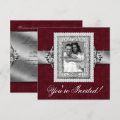 Elegant Xmas Wedding Photo Template juwelen rood Kaart (Voorkant / Achterkant)