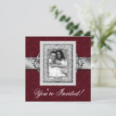 Elegant Xmas Wedding Photo Template juwelen rood Kaart (Staand voorkant)