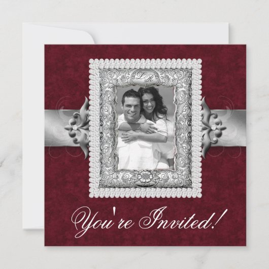 Elegant Xmas Wedding Photo Template juwelen rood Kaart (Voorkant)