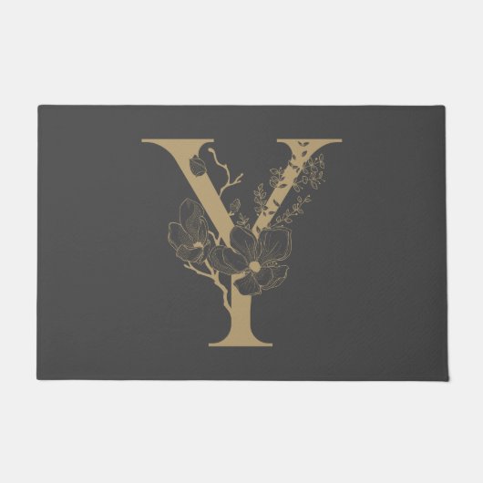 Elegant Y Boho Floral Monogram Initiaal Goud Goud Deurmat (Voorkant)