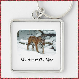 Elegant Year of the Tiger Winter Photo Sleutelhanger