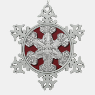 Elegant Year Pewter Real Snowflake Framed Ornamed Tin Sneeuwvlok Ornament