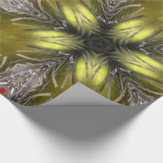 Elegant YeGold Silver Kaleidoscoop kerstster Cadeaupapier (Hoek)