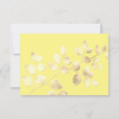 Elegant yello met gouden bladeren bruiloft RSVP-ka RSVP Kaartje (Achterkant)