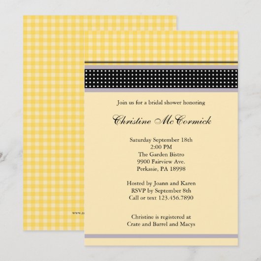 Elegant Yellow and Black Invitation Kaart (Voorkant / Achterkant)
