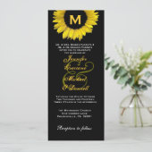 Elegant Yellow and Black Sunflower Wedding Kaart (Staand voorkant)