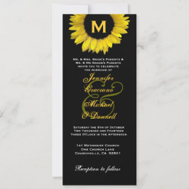 Elegant Yellow and Black Sunflower Wedding Kaart