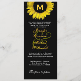 Elegant Yellow and Black Sunflower Wedding Kaart