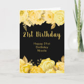 Elegant Yellow and Gold Flowers Birthday Party Kaart (Voorkant)
