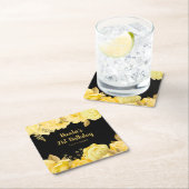 Elegant Yellow and Gold Flowers Birthday Party Kartonnen Onderzetters (Insitu)