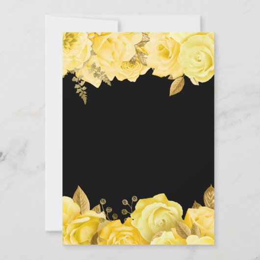 Elegant Yellow and Gold Flowers Sweet Sixteen Kaart (Achterkant)
