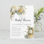 Elegant Yellow and Ivory Floral Bridal Shower | Kaart (Staand voorkant)