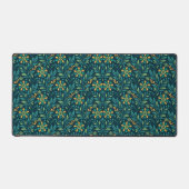 Elegant Yellow and Teal Floral Pattern Design Bureaumat (Voorkant)