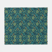 Elegant Yellow and Teal Floral Pattern Design Fleece Deken (Voorkant (Horizontaal))