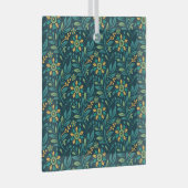 Elegant Yellow and Teal Floral Pattern Design Glas Ornament (Voorkant Rechts)