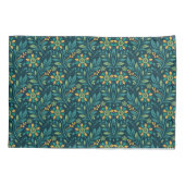 Elegant Yellow and Teal Floral Pattern Design Kussensloop (Achterkant-Links)
