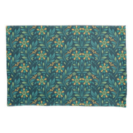 Elegant Yellow and Teal Floral Pattern Design Kussensloop
