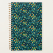Elegant Yellow and Teal Floral Pattern Design Planner (Voorkant)