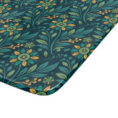 Elegant Yellow and Teal Floral Pattern Design Snijplank (Hoek)