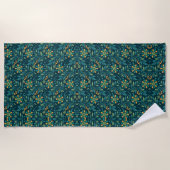 Elegant Yellow and Teal Floral Pattern Design Strandlaken (Voorkant)