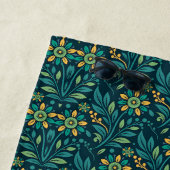 Elegant Yellow and Teal Floral Pattern Design Strandlaken (In situ)