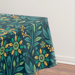 Elegant Yellow and Teal Floral Pattern Design Tafelkleed