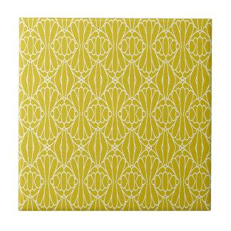Elegant Yellow Art Deco Pattern with Diamond Motif Tegeltje