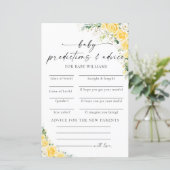 Elegant Yellow Baby Shower Predictions Card (Staand voorkant)