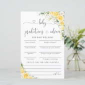 Elegant Yellow Baby Shower Predictions Card  (Staand voorkant)