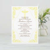 Elegant Yellow Baptism Invitation Kaart (Staand voorkant)