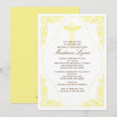 Elegant Yellow Baptism Invitation Kaart (Voorkant / Achterkant)
