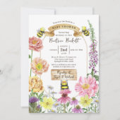 Elegant Yellow Bee en Wildflower Baby shower Kaart (Voorkant)