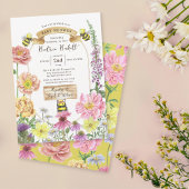 Elegant Yellow Bee en Wildflower Baby shower Kaart