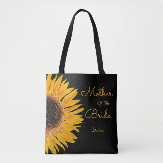 Elegant Yellow Black Sunflower Moeder van de bruid Tote Bag (Voorkant)