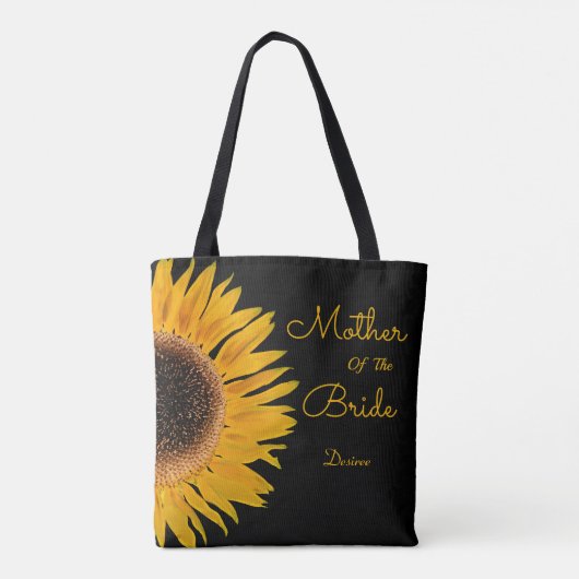 Elegant Yellow Black Sunflower Moeder van de bruid Tote Bag (Achterkant)
