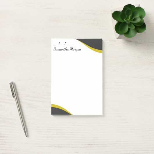 Elegant yellow & black waves customizable post-it® notes (Kantoor)