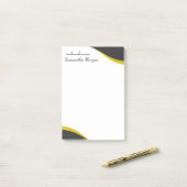 Elegant yellow & black waves customizable post-it® notes (Op bureau)