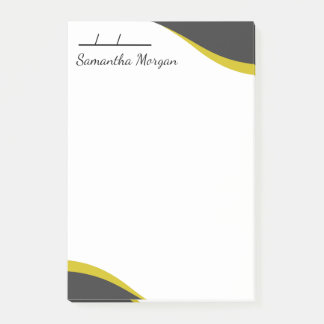 Elegant yellow & black waves customizable post-it® notes