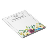 Elegant Yellow Blue Burgundy Waterverf Floral Notitieblok (Schuin)