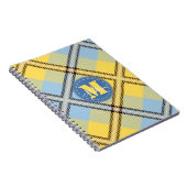 Elegant Yellow Blue Tartan Jeans Monogram Script Notitieboek (Rechterzijde)