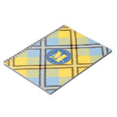 Elegant Yellow Blue Tartan Jeans Monogram Script Notitieboek (Linkerzijde)